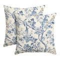 Sm:)e 2 Set Chinoiserie Trees and Birds Blue and White Throw Pillow Cover, 18 x 18 Inch Cushion Case Outdoor Decoration for Sofa Couch Farmhouse