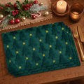 Sm:)e Dimensional Green Tree Soft Plush Faux Fur Embroidery Christmas Placemats 12x18 Inch, Kitchen, Dining Table Decor, Winter Christmas Party Decor