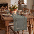 Sm:)e Grey Table Runner, Hollow Out Laser Cut Solid Color, Seasonal Summer Washable Kitchen Dining Table Decoration for Home Party Decor 13x48 Inch
