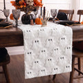 Sm:)e White Ghost Halloween Table Runner 13x60 Inch, Soft Plush Faux Fur Mantel Kitchen Dining Table Decor, Halloween Home Party Decor