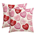 Sm:)e Red Pink Hearts Valentines Day Throw Pillow Cover Set of 2, 18x18 Inch