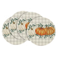 Smile Orange Pumpkins Fall Round Placemats Set of 4,15 Inch Eucalyptus Thanksgiving Seasonal Round Place Mats for Party Dining Decoration