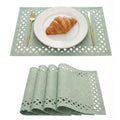 Sm:)e Hollow Out Laser Cut Sage Green Placemats Set of 4, Seasonal Summer Washable Kitchen Dining Table Decoration for Home Party Decor 12x18 Inch