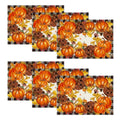 Smile Buffalo Check Plaid Fall Table Placemats 12 x 18 Set of 6, Harvest Thanksgiving Pumpkins Mushrooms Birdhouse Maple Leaves
