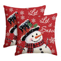 Sm:)e Snowman Red Winter Christmas Throw Pillow Cover 18x18 Inch Set of 2