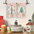 Sm:)e Pink Nutcrackers Tree Christmas Kitchen Towels Dish Towels, 18x26 Inch Seasonal Winter Xmas Decoration Hand Towels Set of 2