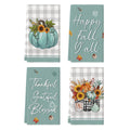 Sm:)e Home Sweet Home Blue Pumpkin Blessed Thankful Grateful Fall Thanksgiving Kitchen Dish Towels Buffalo Plaid 18x26 Inch Set of 4
