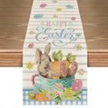 Sm:)e Blue Bunny Carrots Cup Pink Buffalo Plaid Easter Table Runner 13 x 72 Inch