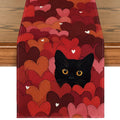 Sm:)e Love Heart Cat Valentine's Day Table Runner 13x72 Inch