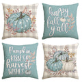 Sm:)e Fall Thanks Pumpkin Leaves Throw Pillow Covers, 16x16 Inch Autumn Thanksgiving Harvest Polka Dot Blue Sofa Decorations Set of 4