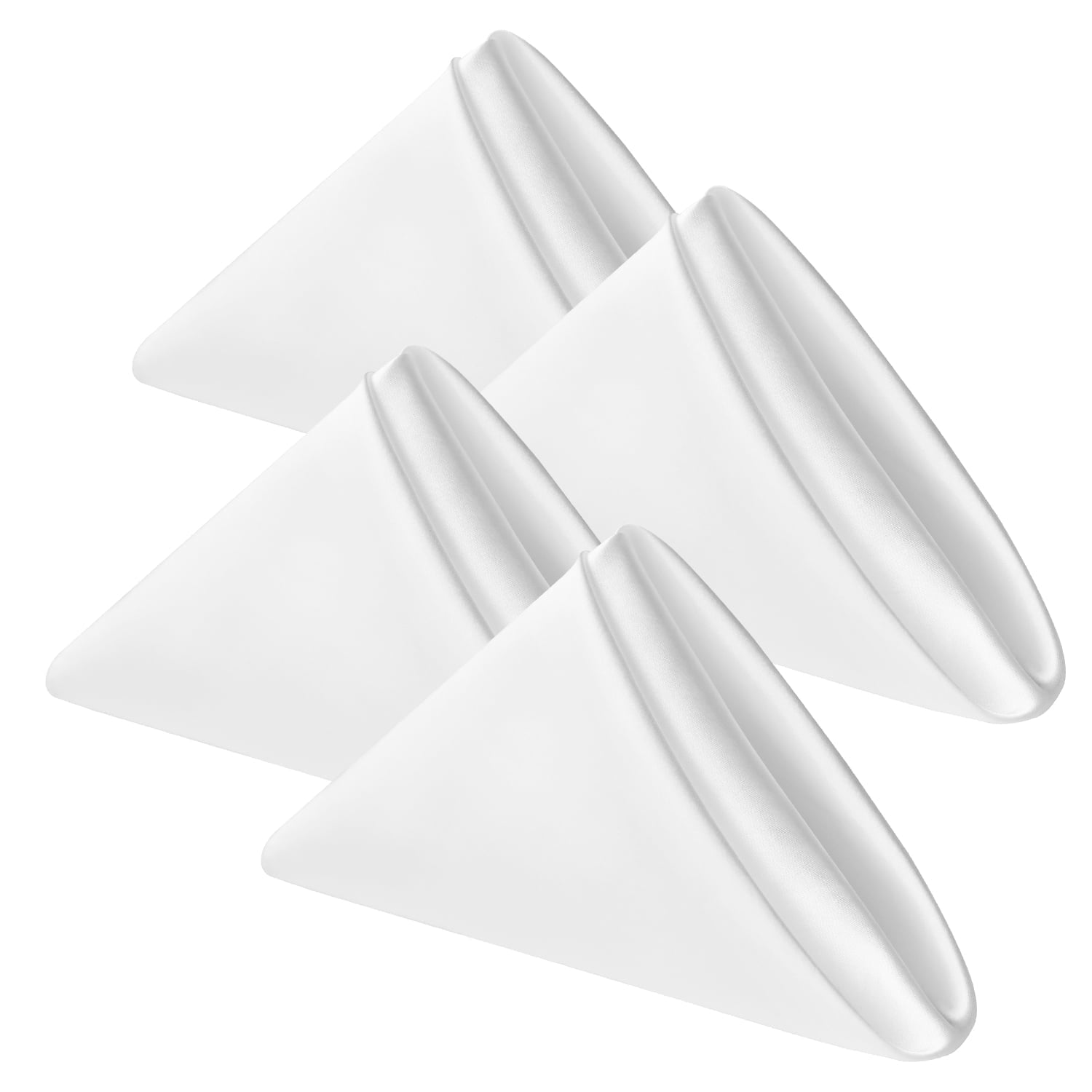 Sm:)e 17x17 inch 4 Pack Satin Napkins for Dinner Lunch Wedding Party, Silky Smooth Washable, Polyester, White, Square