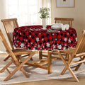 Sm:)e Believe Buffalo Check Plaid Snowflake Christmas Winter Table Cloth 60 x 60 Round