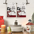 Sm:)e Hello Winter Snowman Let it Snow Christmas Kitchen Dish Towels Set of 2 18x26 Inch Red and Black Buffalo Plaid