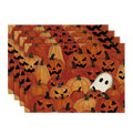 Sm:)e Caramel Pumpkin & Ghost Halloween Placemats, Set of 4 12x18 Inch, Indoor Outdoor Holiday Dining Table Mats