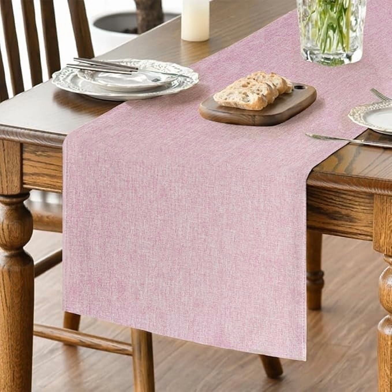 Sm:)e Pink Table Runner 13x72 Inch, Seasonal Washable Kitchen Dining Table Decoration for Home Party
