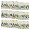 Smile Watercolor Deer Trees Snowflakes Christmas Placemats Set of 12, 12x18 Inch Seasonal Winter Table Mats for Party Kitchen Dining Decoration