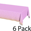 Plastic Table Cloth Disposable 6 Pack, 54 x 108 Inch, Pink, Gold Dot, for Party Picnic Wedding