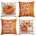 Sm:)e Fall Thanks Pumpkin Leaves Throw Pillow Covers, 16x16 Inch Autumn Thanksgiving Harvest Polka Dot Orange Decorations for Sofa Couch Set of 4