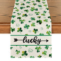Sm:)e Shamrock Lucky St. Patrick's Day Table Runner 13 x 60 Inch, Home Kitchen Seasonal Decoration Holiday Table Decor