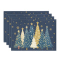Sm:)e Multi Color Christmas Tree Snowflake Christmas Placemats 12 x 18 Inch, Set of 4, Winter Table Decor Supplies for Kitchen Dining & Holiday Party, Blue
