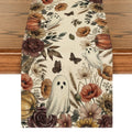 Sm:)e Jack-O'-Lantern Ghost Floral Halloween Table Runner 13x17 Inch, Halloween Party Kitchen Dining Indoor Outdoor Decorations
