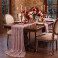 Sm:)e Boho Dusty Pink Gauze Cheesecloth Table Runner 35x120 Inch, Multi-Purpose Decor for Kitchen Dining Wedding Holiday Party