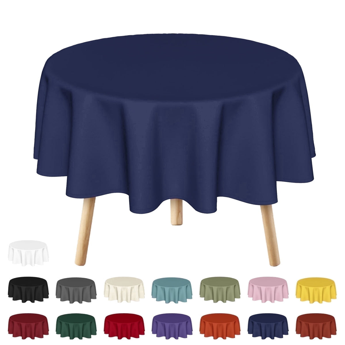 Sm:)e Stain and Wrinkle Resistant Fitable Navy Blue Table Cloth 70 Inch Round, Reusable and Washable Polyester Fabric Table Covers for Party, Wedding and Banquet Decoration 6ft Table