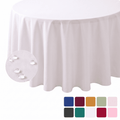 Sm:)e White Farmhouse Style Waterproof Tablecloth 60 Inch, Yarn-Dyed Woven Table Cover for Dining Decor, Round