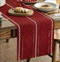Sm:)e Linen Table Runner for Dining Table 12 x 72 inch Red Linen Style Rustic Farmhouse Hollow Kitchen Dining Room Decoraton