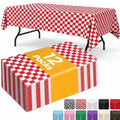 Sm:)e Plastic Table Cloth Disposable 12 Pack, 54 x 108 Inch, Red White Checked, for Party Picnic Wedding
