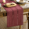 Sm:)e Red Farmhouse Woven Rustic Hollow Table Runner, Boho Table Runner 12 X 90 Inch, Dining Kitchen Home Decor