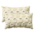 Sm:)e Halloween Goost Plush Faux Fur Jacquard Throw Pillow Cover 12x20 Inch Beige, Set of 2 Silky Soft Seasonal Cushion Case for Sofa Couch