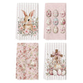 Sm:)e Eggs Bunny Rabbit Floral Easter Kitchen Dish Towels 18x26 Inch Set of 4 Pink