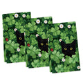 Sm:)e Black Cat Green Shamrock Saint Patricks Day Kitchen Dish Towels 18x26 Inch Set of 3