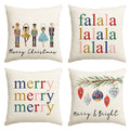 Sm:)e Nutcracker Fa La La Merry Christmas Pillow Covers 18 x 18 Inch, Set of 4 Square Winter Xmas Decorative Farmhouse Outdoor Pillow Case