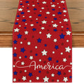 Sm:)e American Blue and Red Star Patriotic Fourth of July Table Runner 13 x 72 Inch Red