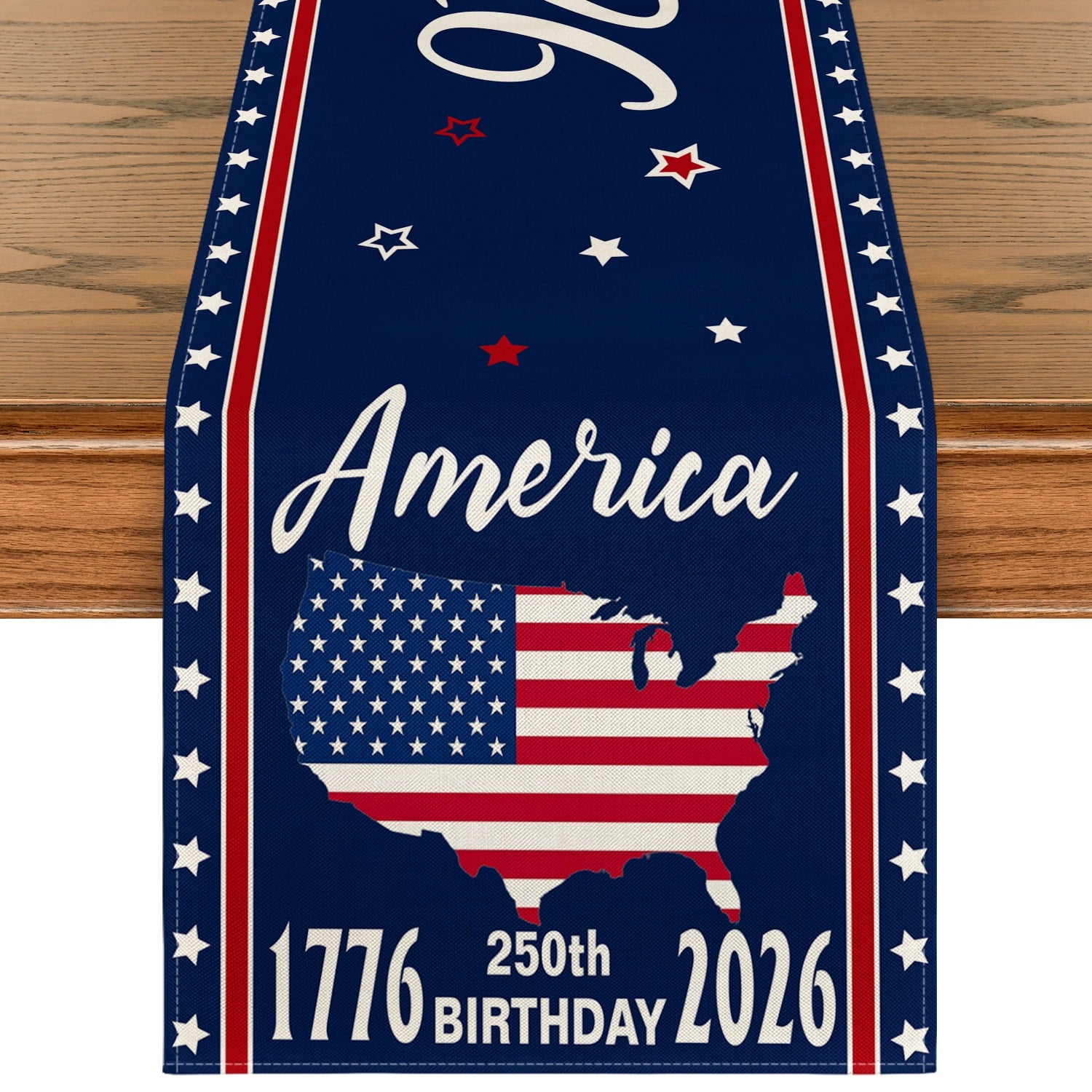 Sm:)e 250 Years Anniversary Table Runner Kitchen Dining Table Decor, Seasonal Home Decoration Indoor Outdoor Party Item 13 x 72 Inches,Blue