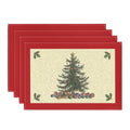 Sm:)e Simple Vintage Christmas Tree Gift Box Holly Christmas Placemats 12 x 18 Inch, Set of 4, Winter Table Decor Supplies for Kitchen Dining & Holiday Party, Red