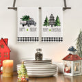 Sm:)e Buffalo Plaid Happy Holiday Christmas Tree Truck Xmas Winter Kitchen Dish Towels 18 x 26 inch, Set of 2