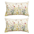 Sm:)e Tulips Daisy Dragonfly Butterflies Floral Spring Throw Pillow Covers,18x18 Inch