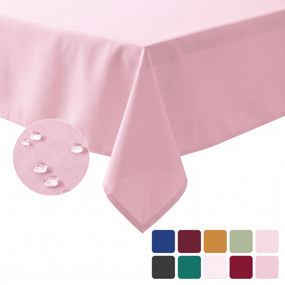 Sm:)e Pink Farmhouse Style Waterproof Tablecloth 60x84 Inch, Yarn-Dyed Woven Table Cover for Dining Decor, Rectangle