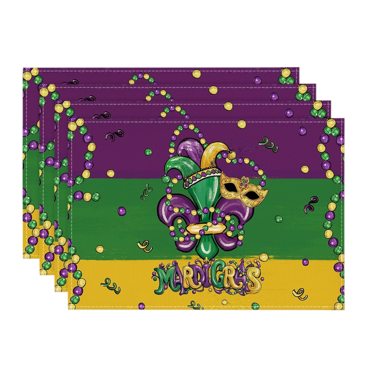 Sm:)e Irises Mask Carnival Mardi Gras Placemats Set of 4, 12x18 Inch Seasonal Carnival Holiday Table Mats for Party, Kitchen & Dining Decoration