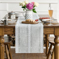 Sm:)e Linen Table Runner for Dining Table 13 x 90 Inch Light Gray Burlap Linen Style Rustic Farmhouse Kitchen Dining Room Decoraton