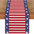 Smile Stripes Stars 4th of July Table Runner, Patriotic Memorial Day Holiday Kitchen Dining Table Runners for Home Party Decor 13x48 Inch