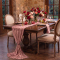 Sm:)e Boho Dry Rose Gauze Cheesecloth Table Runner 35x120 Inch, Multi-Purpose Decor for Kitchen Dining Wedding Holiday Party
