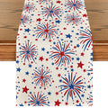 Sm:)e Firework 4th of July Table Runner 13x72 Inch, Durable and Easy Cleaning Perfect for Independence Day Celebration and Family Gathering