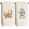 Sm:)e 2 Pcs Maple Leaf Vine Pumpkin Embroidered Fall Hand Towels, 100% Cotton Soft Home Decor Towels, 18 x 26 Inch