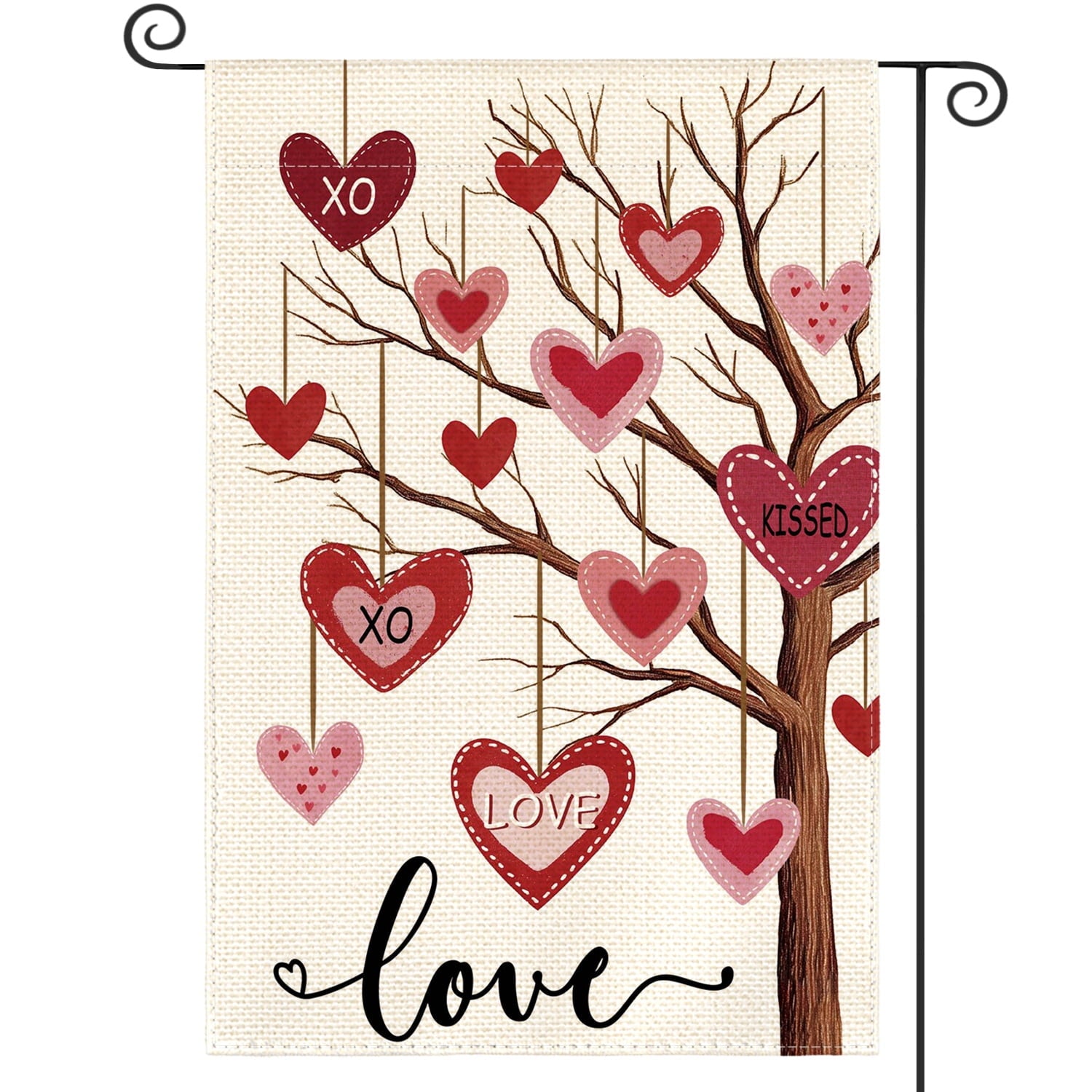 Sm:)e Tree Hearts Valentine's Day Garden Flag 12x18 Inch Double Sided