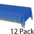 Plastic Table Cloth Disposable 12 Pack, 54 x 108 Inch, Dark Blue, Gold Dot, for Party Picnic Wedding