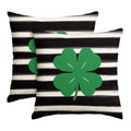 Sm:)e Saint Patricks Day Pillow Covers Set of 2, Striped, 18x18Inch Green Shamrocks Lucky Clover Outdoor Cushion Case for Sofa Couch